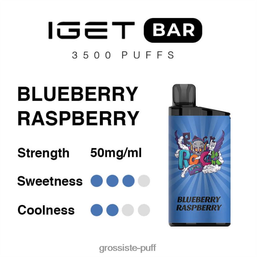 IGET BAR 3500 5% NICOTINE Blueberry Raspberry 0FPL4092