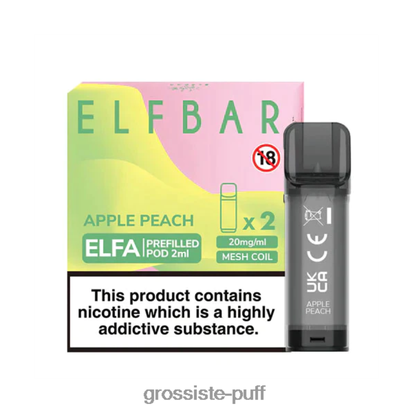 ELFBAR Elfa Pre-Filled Pod - 2ml - 20mg (2 Pack) Apple Peach 0FPL40325