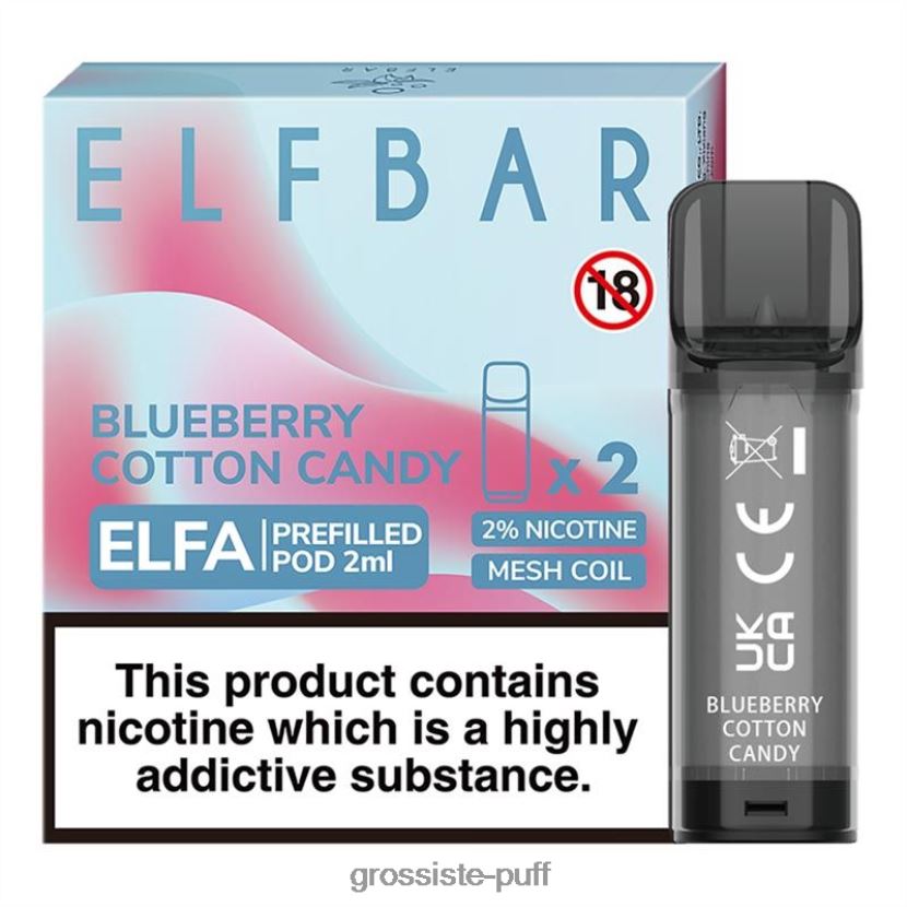 ELFBAR Elfa Pre-Filled Pod - 2ml - 20mg (2 Pack) Blueberry Cotton Candy 0FPL40331