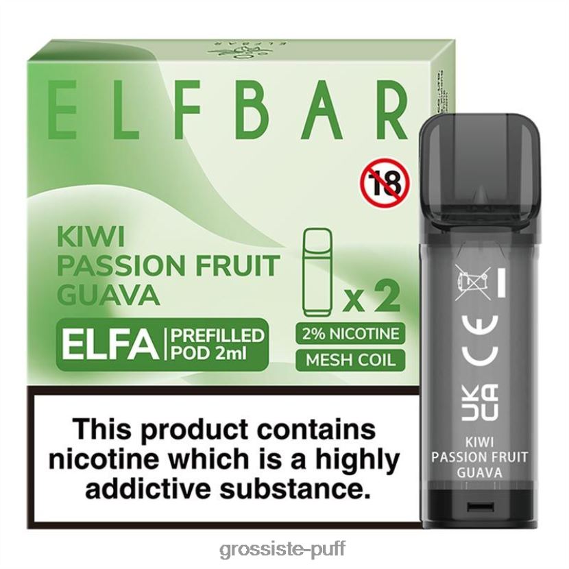 ELFBAR Elfa Pre-Filled Pod - 2ml - 20mg (2 Pack) Kiwi Passion Fruit Guava 0FPL40326