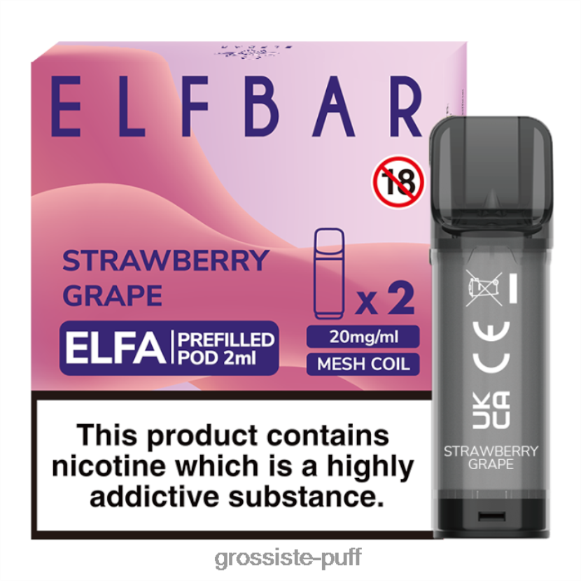 ELFBAR Elfa Pre-Filled Pod - 2ml - 20mg (2 Pack) Strawberry Grape 0FPL40337