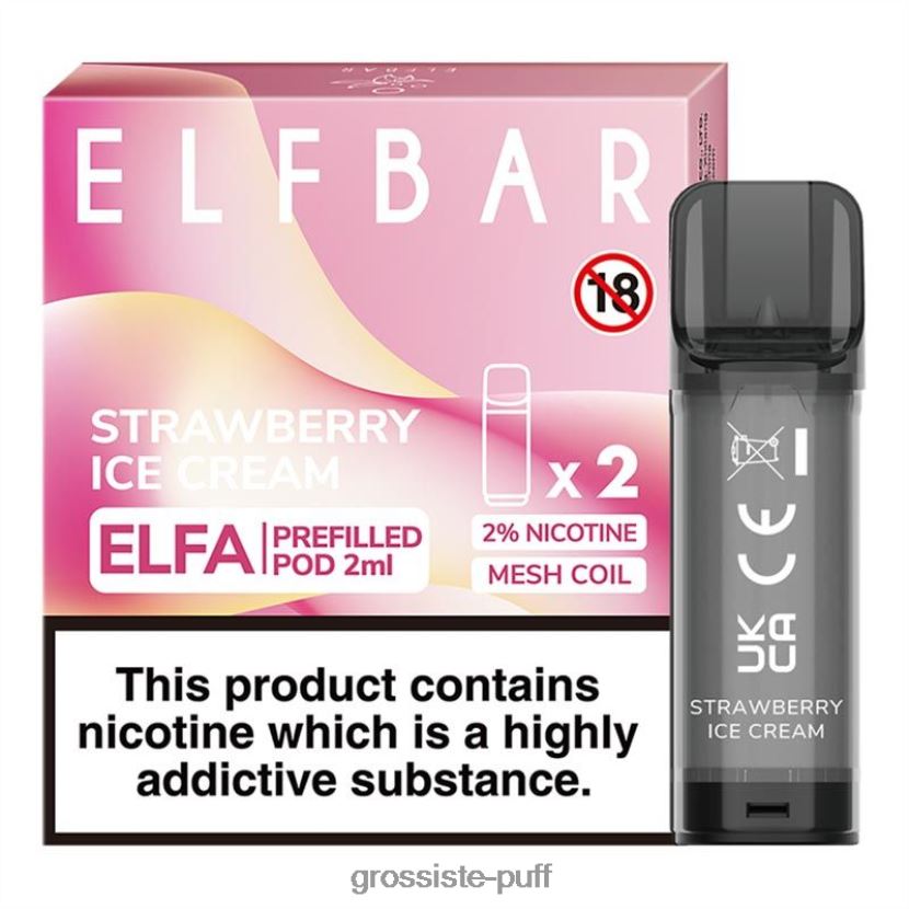 ELFBAR Elfa Pre-Filled Pod - 2ml - 20mg (2 Pack) Strawberry Ice Cream 0FPL40324