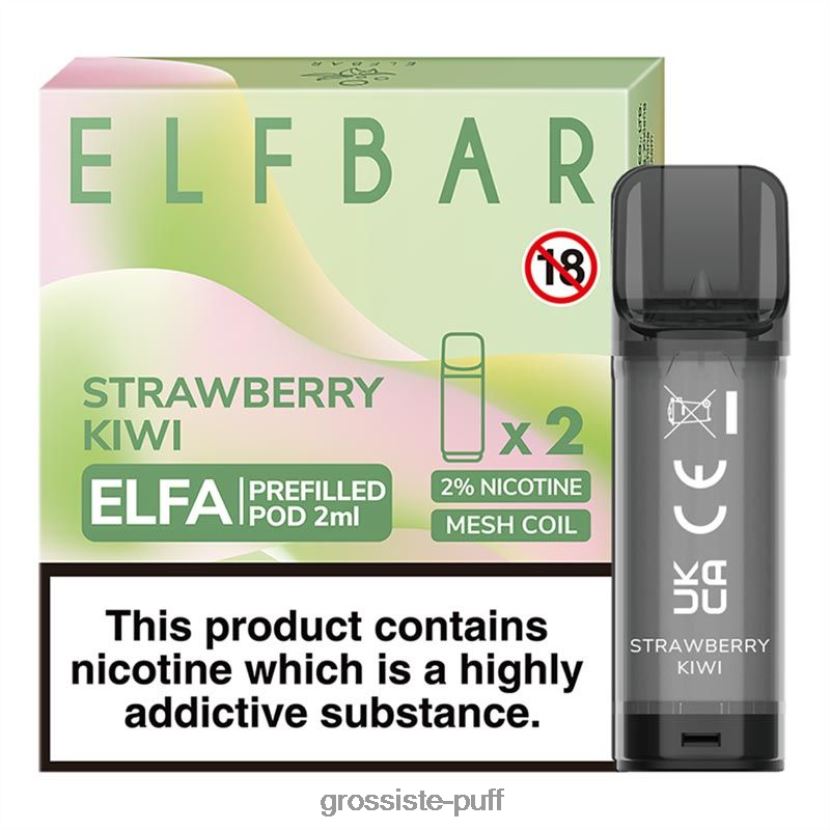 ELFBAR Elfa Pre-Filled Pod - 2ml - 20mg (2 Pack) Strawberry Kiwi 0FPL40317