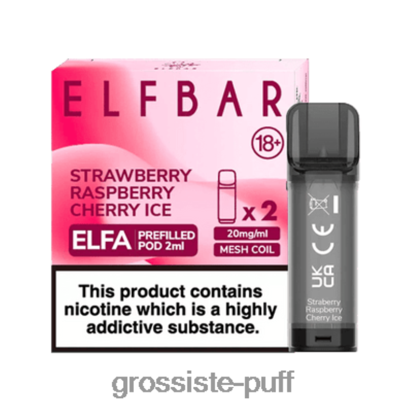 ELFBAR Elfa Pre-Filled Pod - 2ml - 20mg (2 Pack) Strawberry Raspberry Cherry Ice 0FPL40336